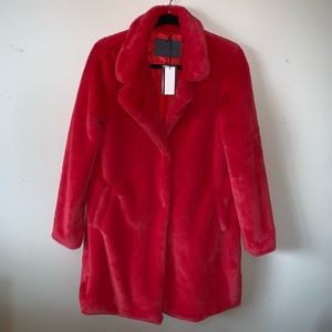 Fluffy Cherry Red Cavalini Full Length Coat